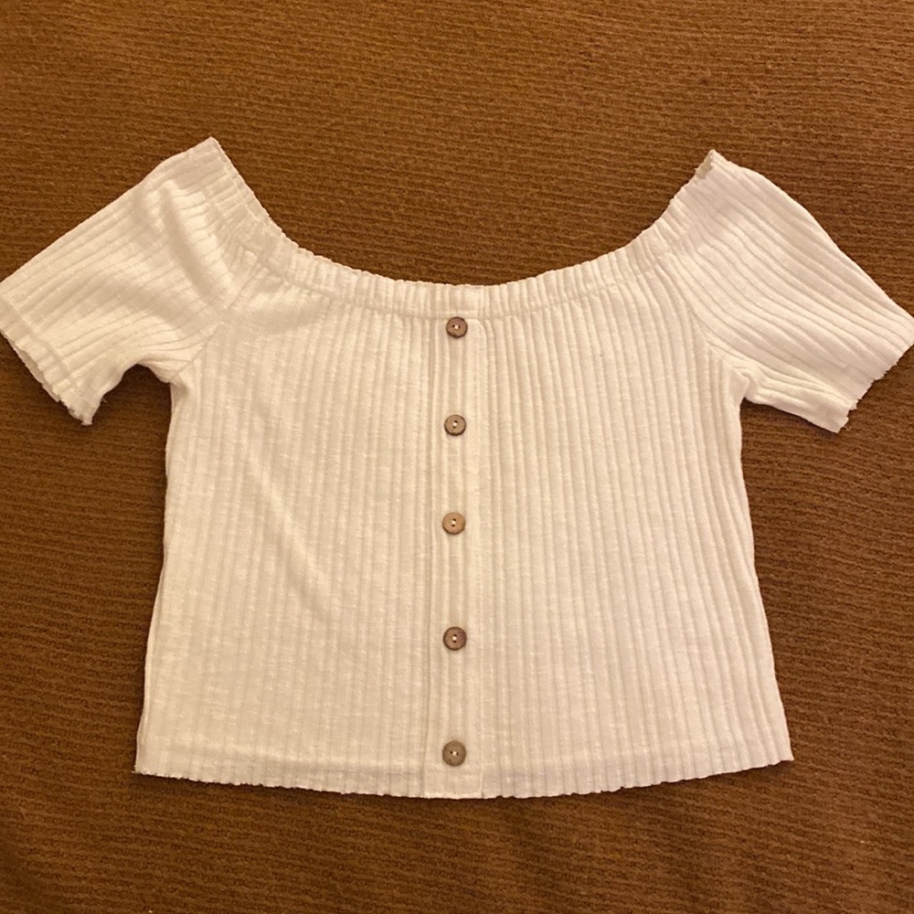White Boho Beachy Ribbed Crop Top